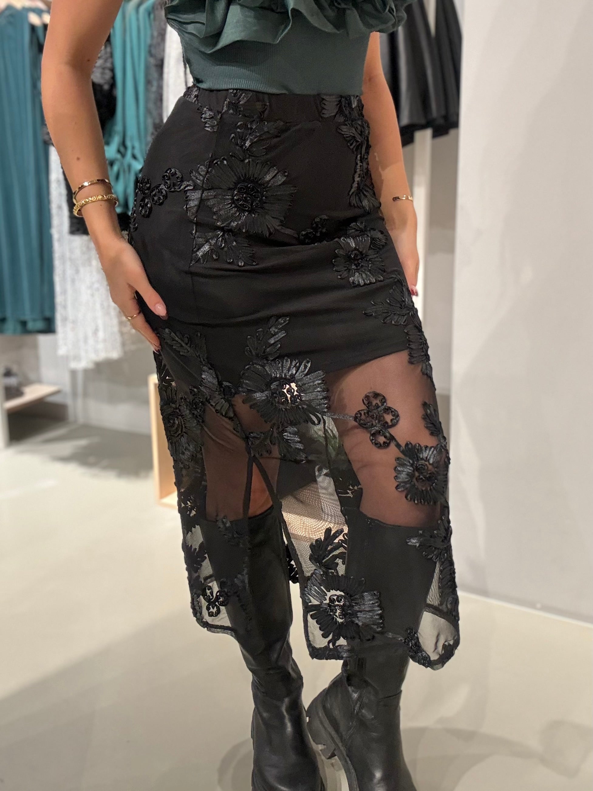 PCOFFIA Long Skirt - Black